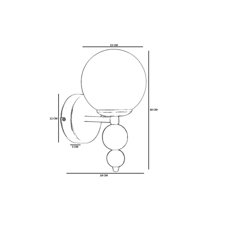 Élégante lampe murale avec corps en métal et capuchon en verre, finition miel et noir, 5,9 x 5,9 x 11,8 pouces | Douille E27 (40 W maximum), indice de protection IP20 | Parfait pour le salon, la chambre à coucher ou le bureau - Design moderne et élégant