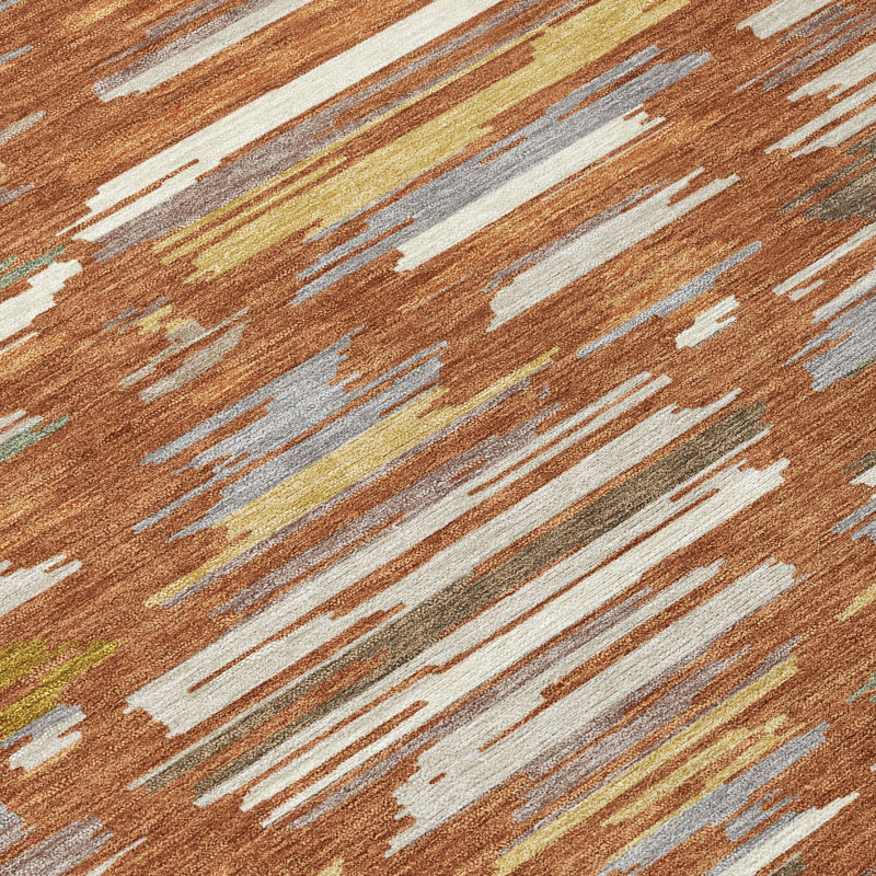 Machine Washable Indoor/Outdoor Chantille ACN2502 Southwest Rug, 1'8" x 2'6", Paprika