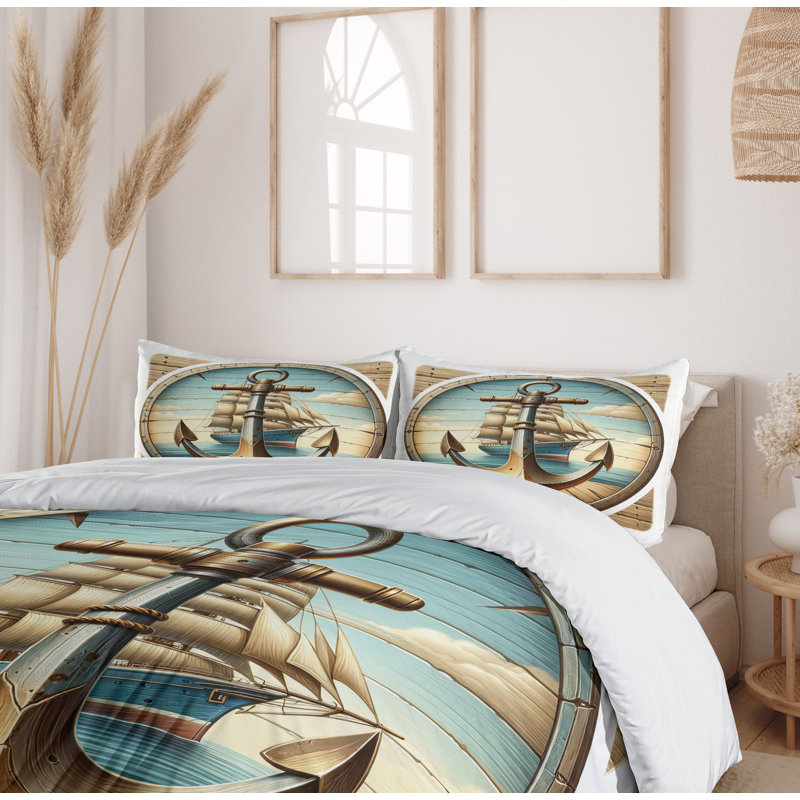 Nautical Duvet Cover, California King Duvet Cover + 2 Standard Shams