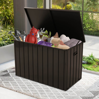 190 Gallons Outdoor and Indoor Metal Storage Deck Box by Domi Louvered