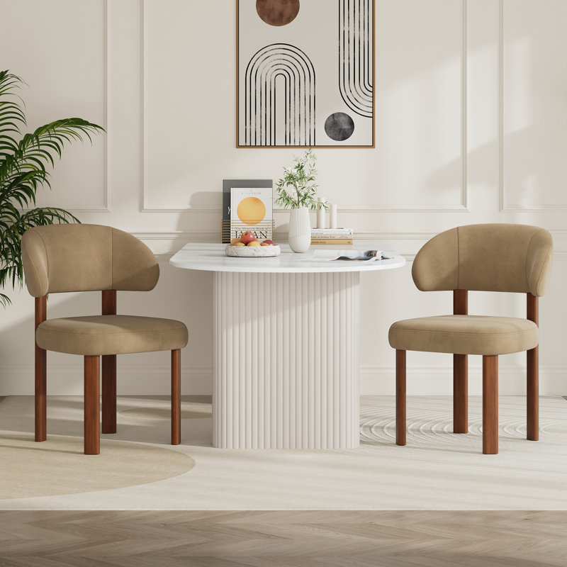 Chaise rembourrée moderne avec dossier incurvé, Kaki