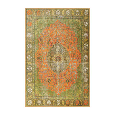 Tapis oriental vert / orange Carmiencke