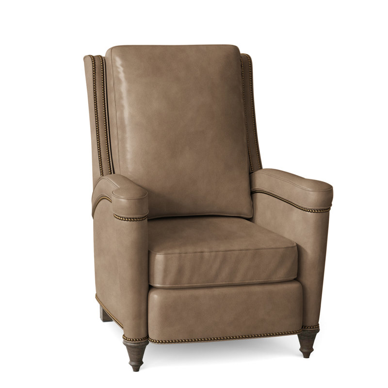 Mayes Recliner, Aspen Lenado Brown Genuine Leather, French Natural, Cobblestone