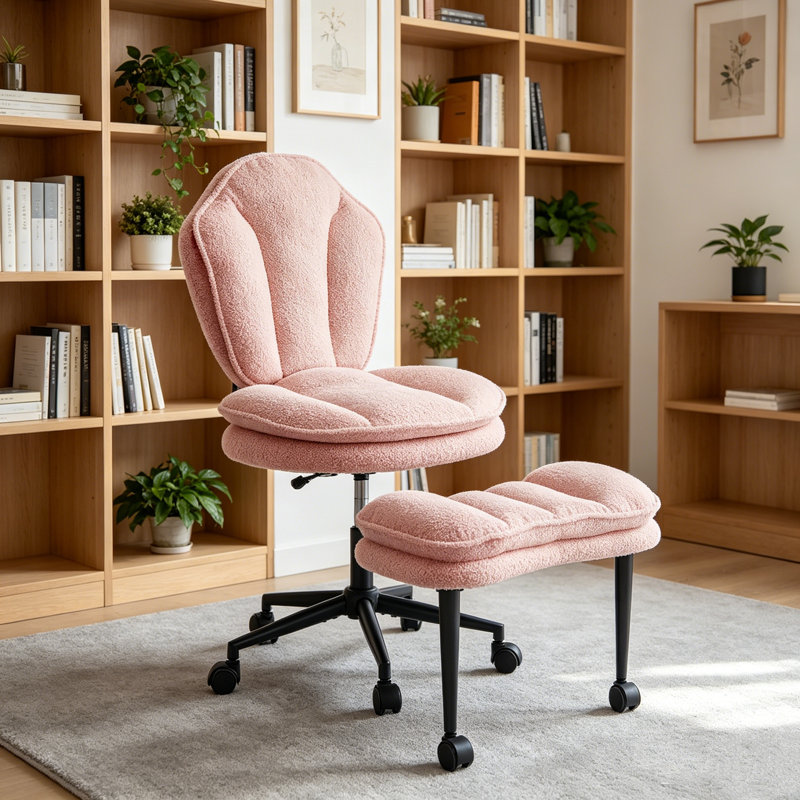 Cloud-style Cross-leg Swivel Chair With Adjustable Height Yoga Kneeling Chair With Lumbar Support For Office, Pink