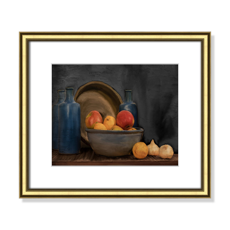 Chantilly Fruit and Jars - Picture Frame Print, 16.25" W 14.25" H x 0.88" D, Gold