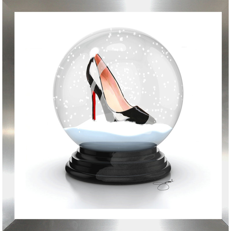 « secoue my chaussures », impression sur peinture, H 27,5 po x l 27,5 po x P 0,75 po, Plexiglas argenté encadré