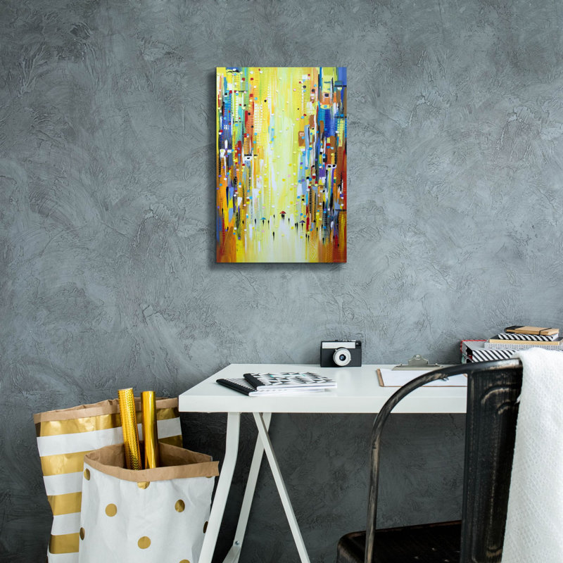 «Zaylor Three Colorful Umbrellas On Canvas» par Ekaterina Ermilkina, reproduction, H 18 po x l 12 po x P 0,75 po