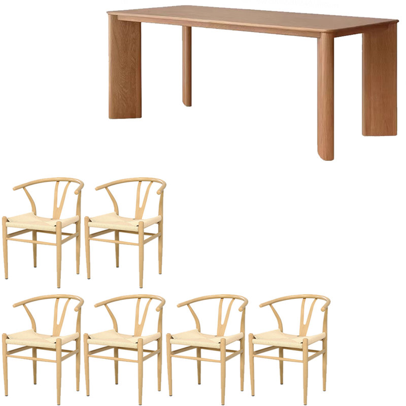 Ensemble de table de salle à manger simple en bois massif de style nordique, H 29,5 po x L 70,8 po x l 31,4 po