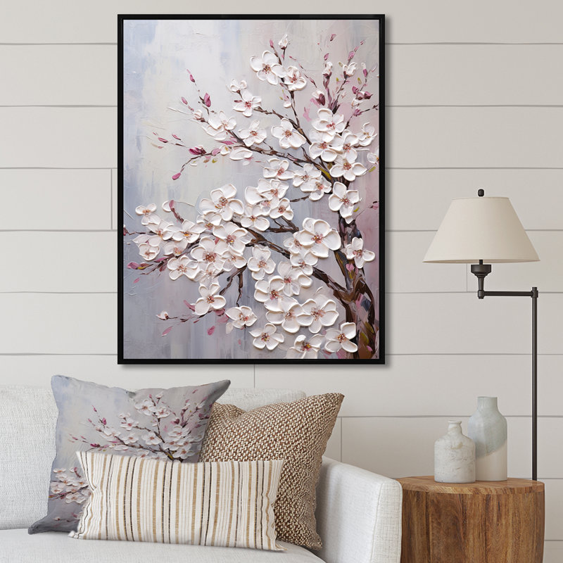 Arbre magique sur toile Dogwood Serenity, H 20 po x l 12 po x P 1 po, Cadre flottant noir