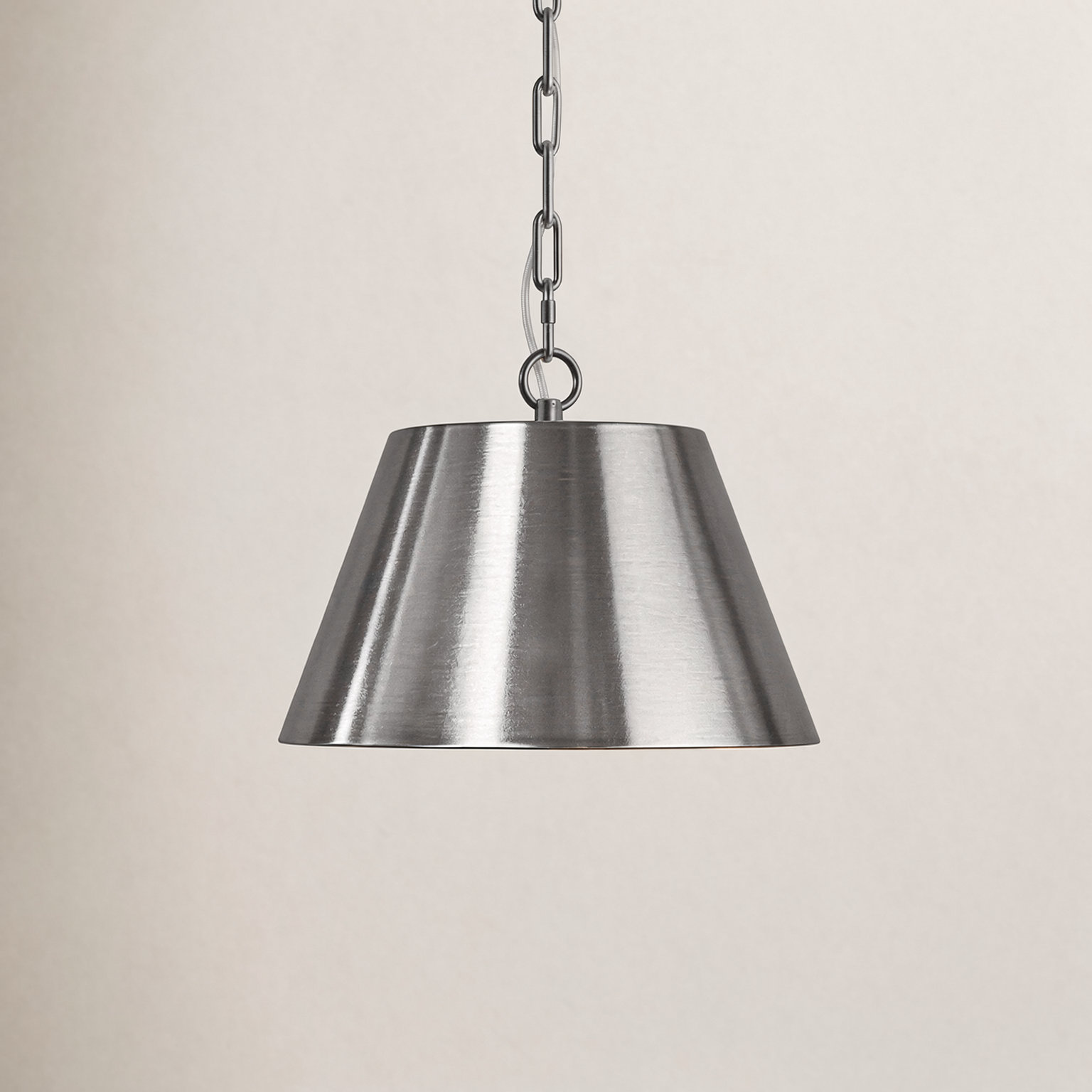 Dimmable Cone Single Light Pendant, Brushed Nickel, 14" H x 11" W x 11" D