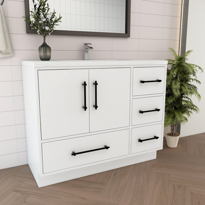 Victoria 41.9'' Single Bathroom Vanity with Acrylic Top, Gloss White