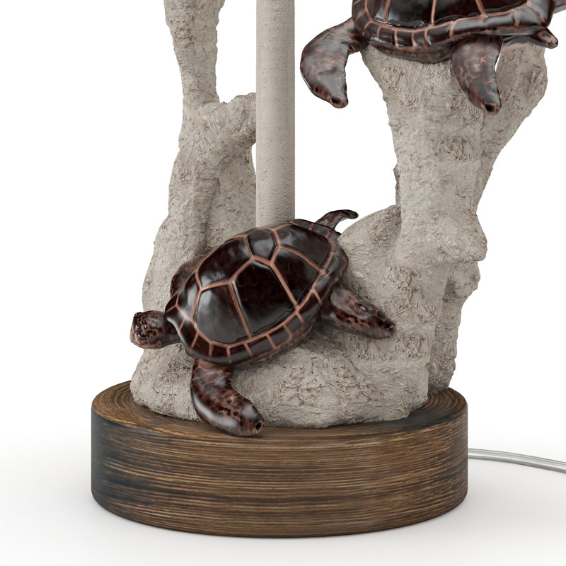 Claverton 27'' Turtle Coastal Seaside Table Lamp 3-Way Switch - Linen Shade