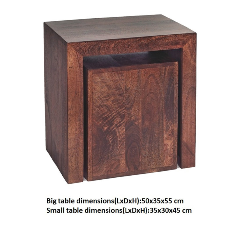 Eitai Solid Wood Sled Nesting Tables