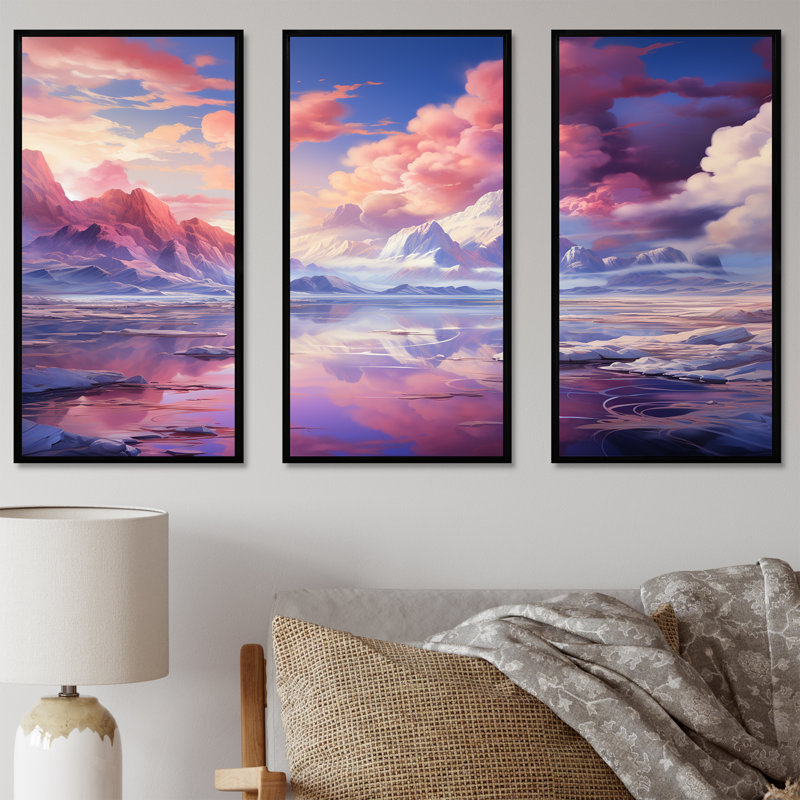 Kawaii Landscape Clouds III - Clouds, ensemble d'art sur toile, H 28 po x l 36 po x P 1 po, Cadre flottant noir