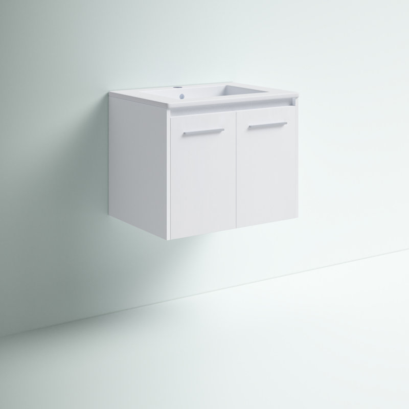 Agostini 24'' Single Bathroom Vanity with Resin Top, White