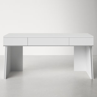 Aqua White Lacquer Modern Office Desk