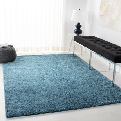 Tapis turquoise à longs poils
