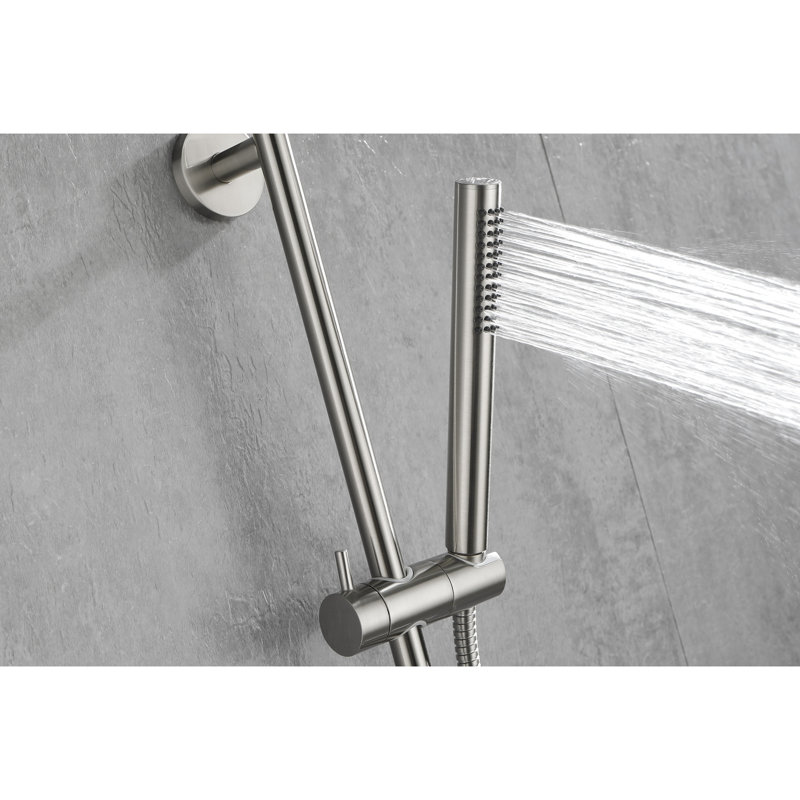 Handheld Shower With 59 - Inch Hose And 28 Slide Bar, Height Modifiable Attribute, Stainless Steel Material, Multiple Spray Options For Enjoyable Showers Adjustable Bar Hose, Brushed Nickel Steel,