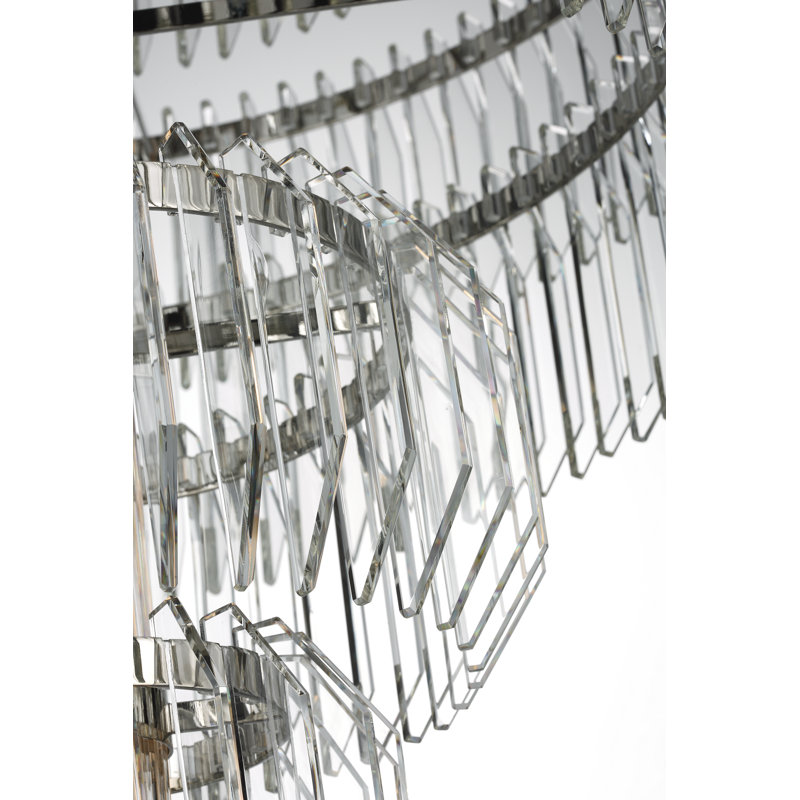 Waterford Killarney 32" Layered Chandelier with Clear Crystal, Polished Nickel