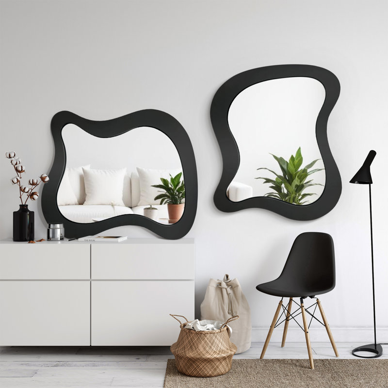 Miroir mural en bois (ensemble de 2), Blanc, H 24 po x l 20 po