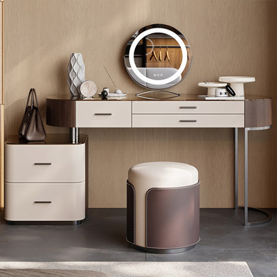 Makeup Vanity with Light mirror,5 drawers,1 chair