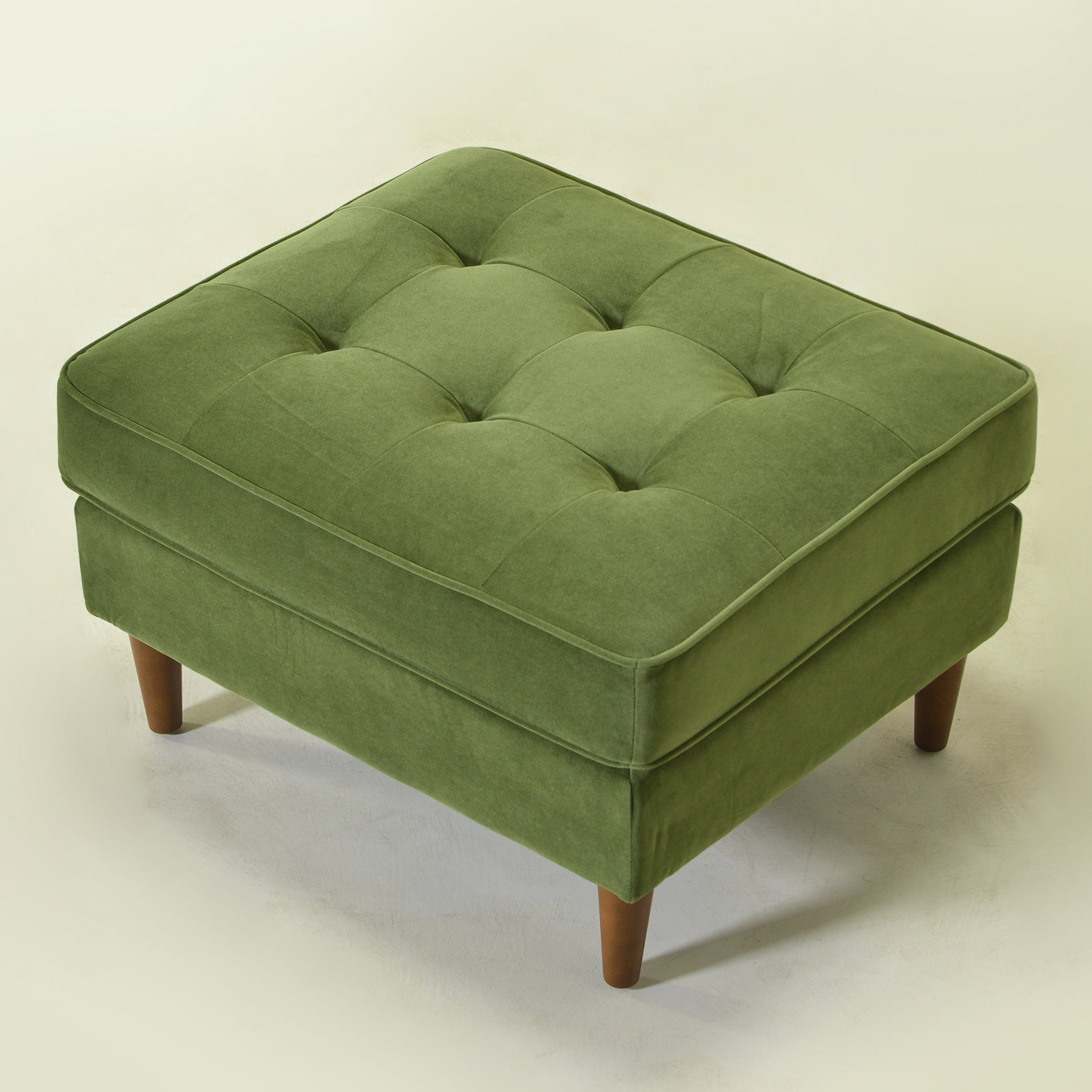 Geo 30" Upholstered Ottoman, Velvet, Olive Green