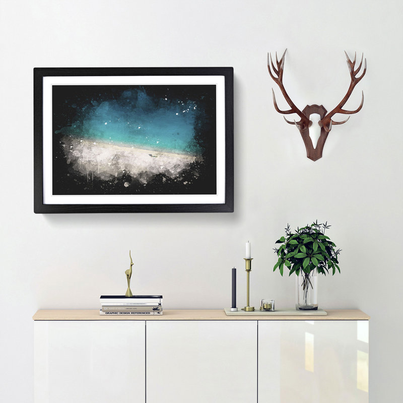 Turquoise Beach in Kefalonia Greece - Picture Frame Graphic Art Print, 33cm H x 45cm W x 2cm D, Black Framed