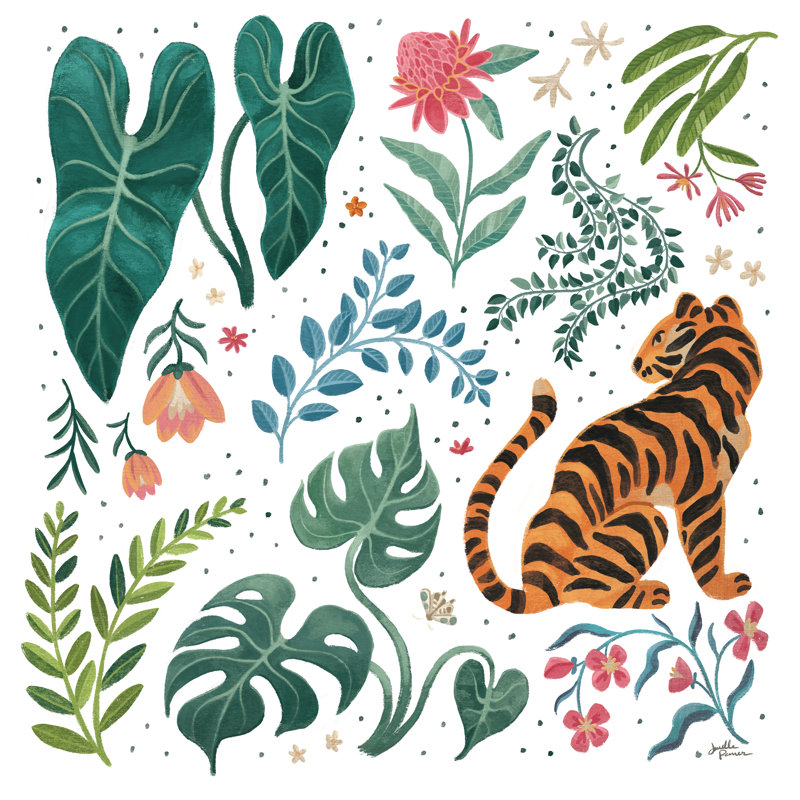 Jungle Love V White 1 Piece Wrapped Canvas Painting, 122cm H x 122cm W