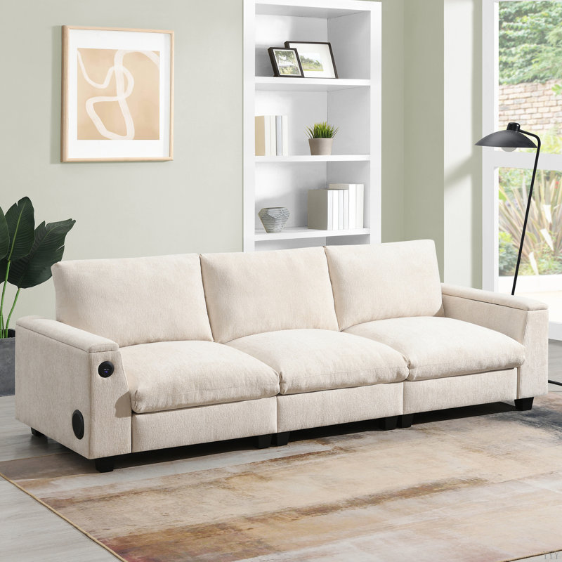 Canapé modulaire avec haut-parleur Bluetooth, ensemble de canapé Comfy Cloud avec table rabattable, porte-gobelets, chargeur USB