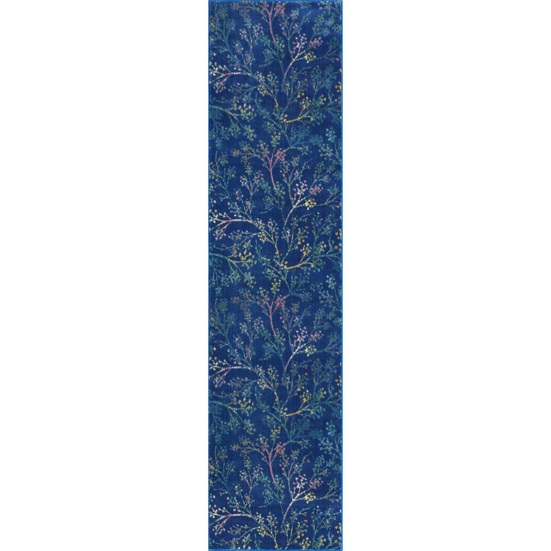 Tapis bleu marine / jaune / rouge Antony, Tapis de couloir 2 pi x 8 pi