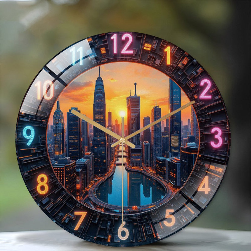 Horloge murale Urban Cityscape Night