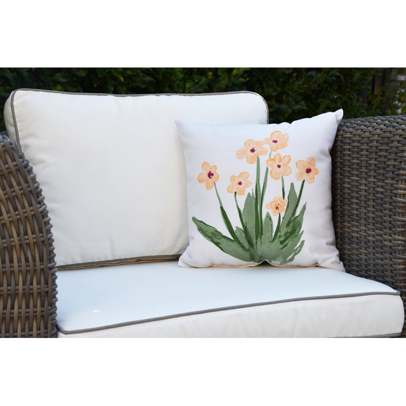 Farmers Market Floral Outdoor Reversible Throw Pillow, Yellow, 18" x 18"