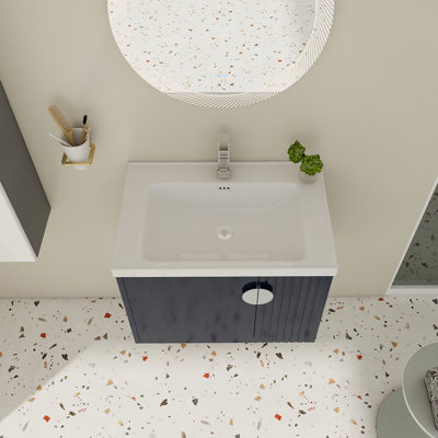 Meuble-lavabo avec lavabo, pour petite salle de bain, meuble-lavabo avec porte à fermeture en douceur