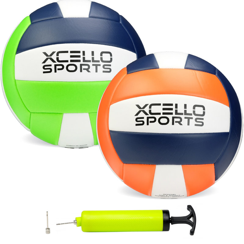 Graphiques Xcello Sports Volleyball avec pompe, Blanc / vert / orange