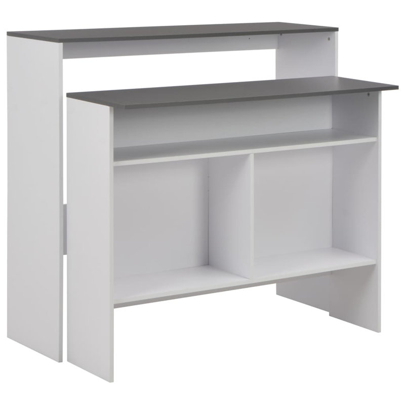 Bar Table Pub Table for Kitchen Dining Bistro Table with 2 Table Tops, White, White/Gray
