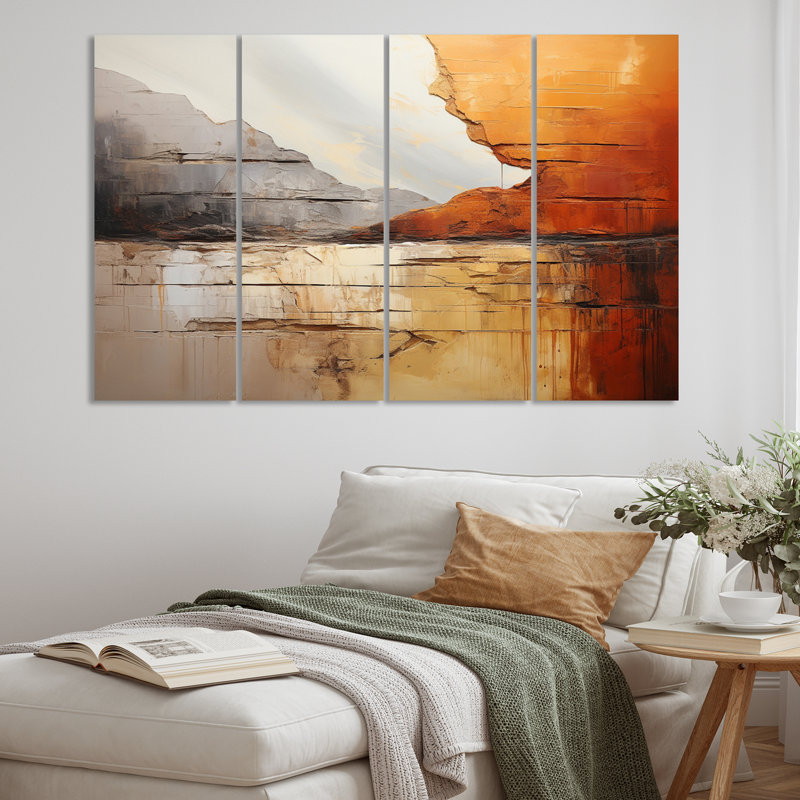 «Grey Orange Gray and Orange Geologique Wonders», 4 pièces sur toile tendue