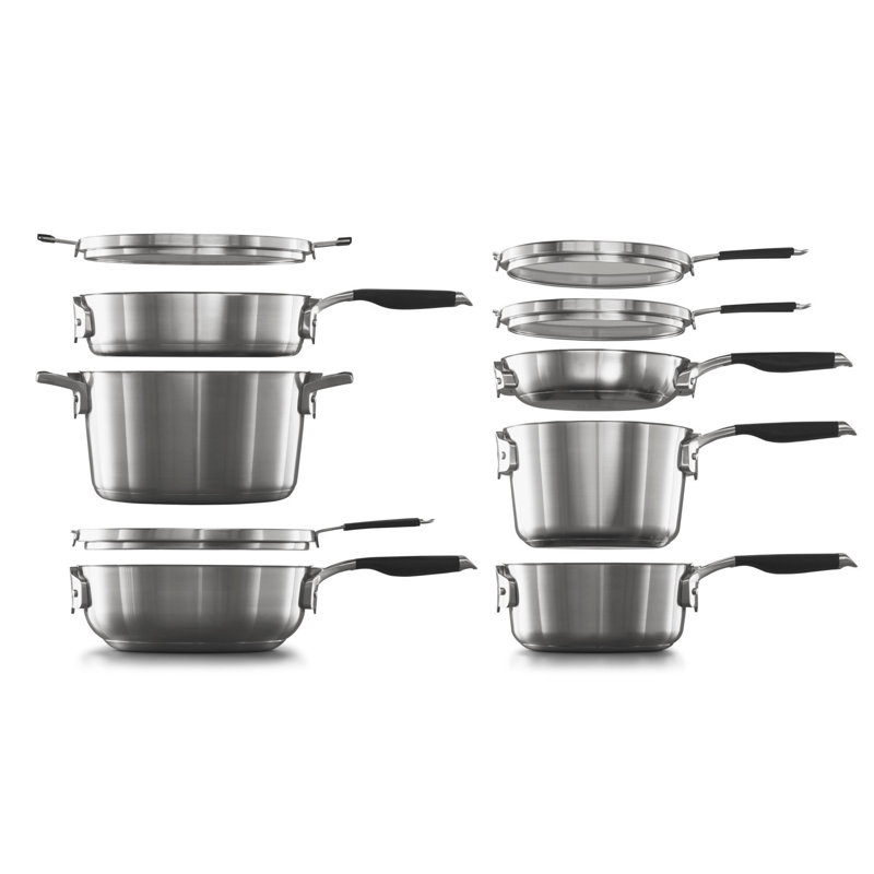 Calphalon 10-Piece Stainless Steel Space-Saving Cookware Set