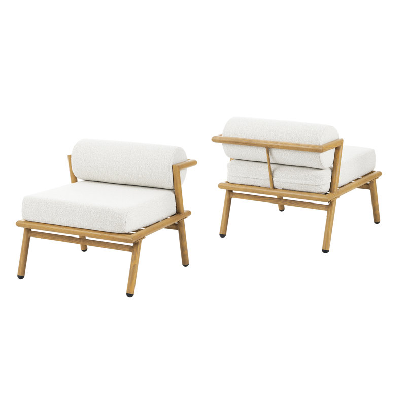 Chaises longues confortables pour le patio, finition teck en métal et fer, ensemble de patio moderne