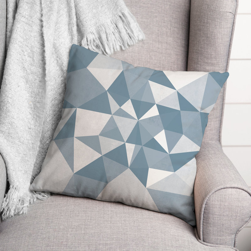 Geometric Outdoor Reversible Throw Pillow, Blue