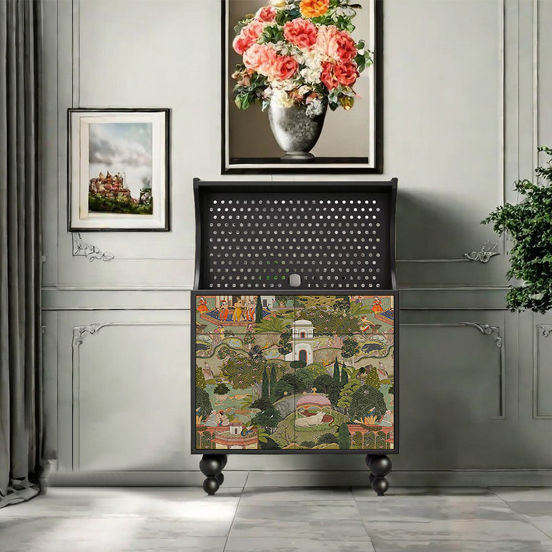 Modern multi-functional art retro accent cabinet, Black