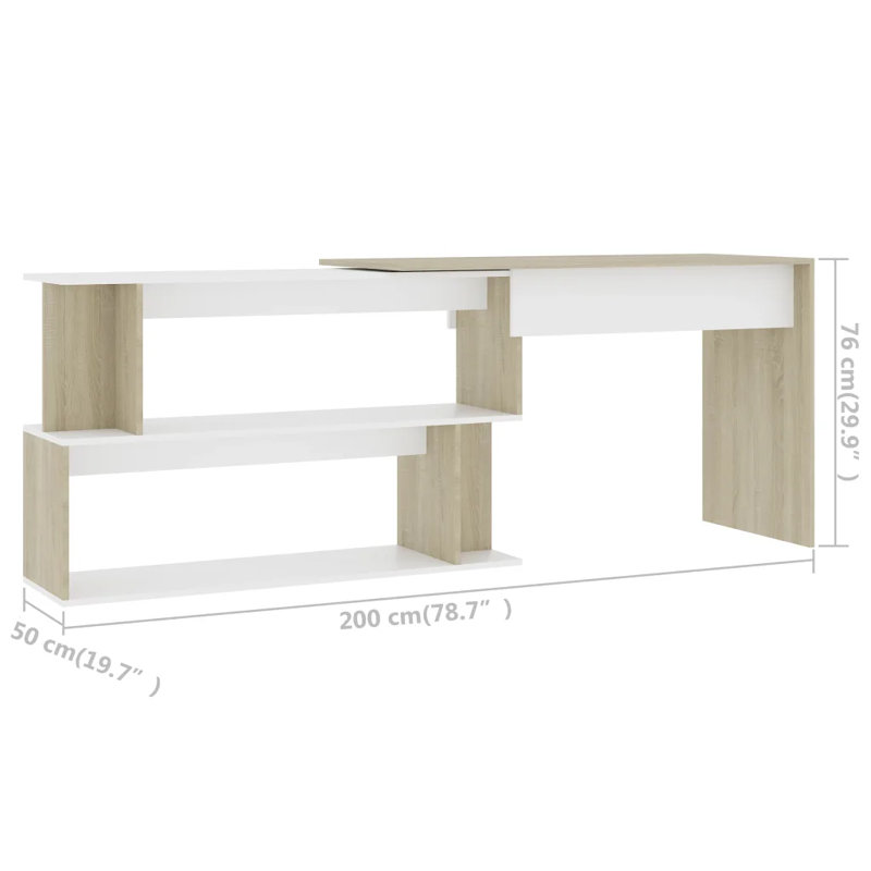 Anastazja Writing Desk, White and Sonoma Oak