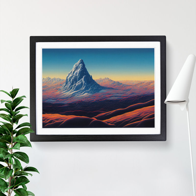 Majestic Mountain Landscape - Single Picture Frame Print, Black, 46cm H x 64cm W x 2cm D
