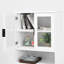 Armoire de rangement haute avec 2 portes vitrées et 2 portes, grande armoire de cuisine avec poignées dorées-1271048142