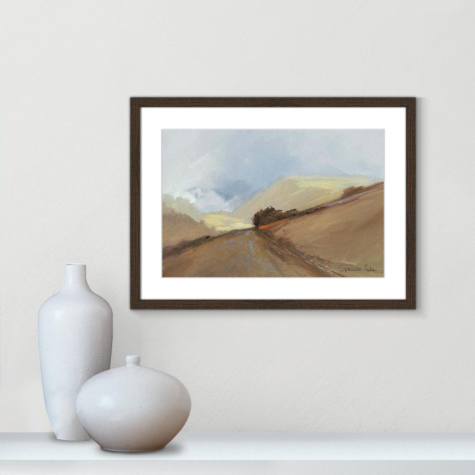 Rialta II Print, 17" H x 23" W x 0.75" D, Walnut Framed