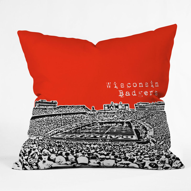 Bird Ave University Indoor/Outdoor Throw Pillow, 20" x 20", Wisconsin Badgers