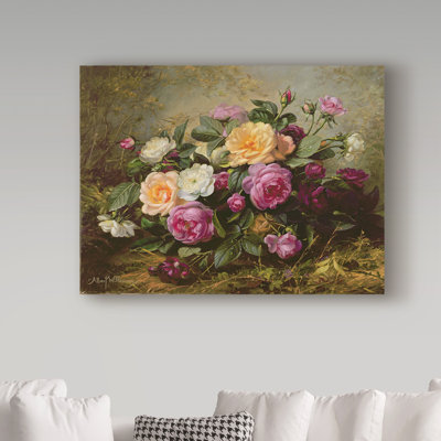 « full souffle roses », reproduction de peinture à l’huile sur toile tendue