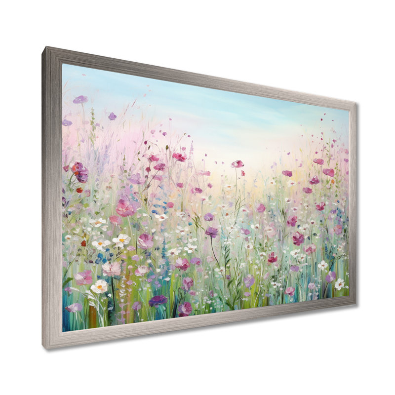 Art sur toile, "Fleurs sauvages", Cadre photo unique, H 12 po x l 20 po, Argent argent