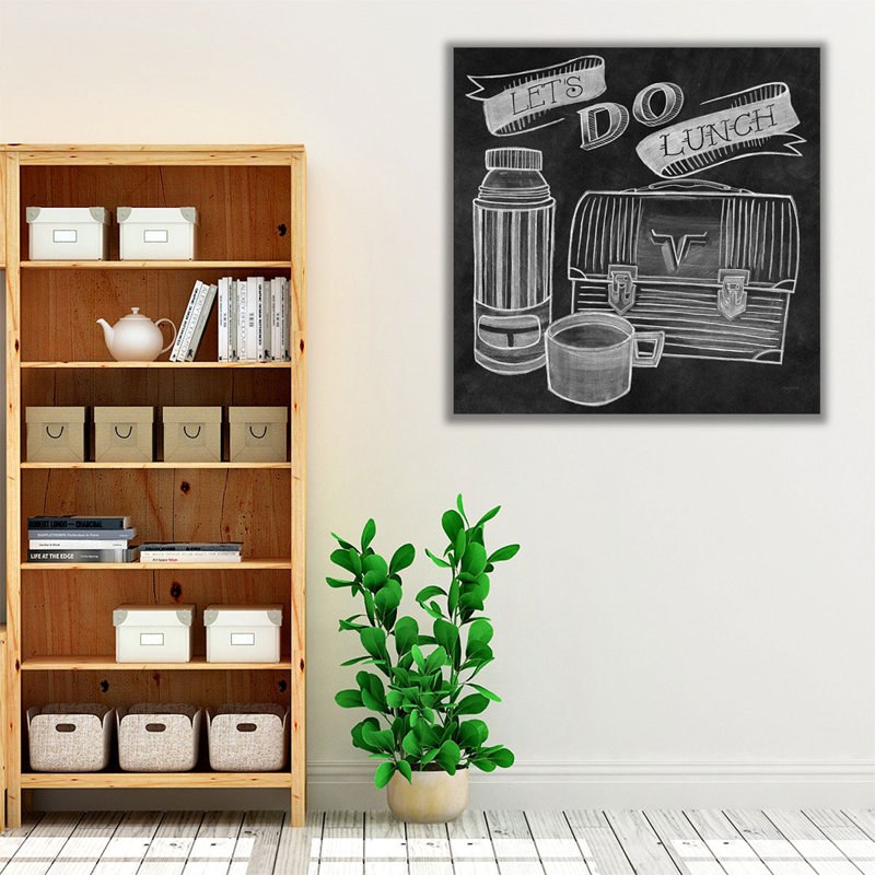 «Lets Do lunch Chalk Black and White», reproduction d'art sur toile, H 12 po x l 12 po