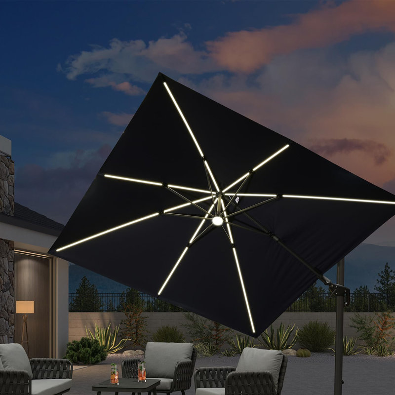 Parasol carré en porte-à-faux incliné 120 po Sefer, Bleu marine