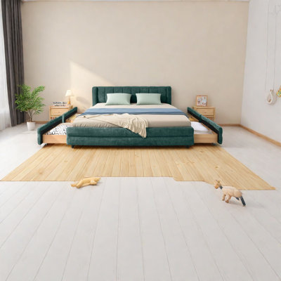 Lits de rangement grand format, revêtement moderne en chenille pour la maison